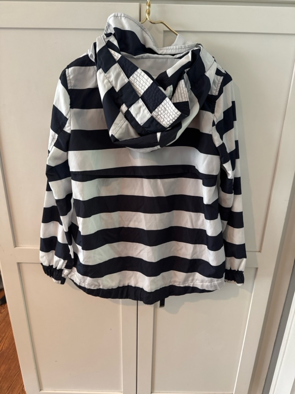 Striped Hooded Windbreaker Jacket - Navy & White - Picture 4 of 4